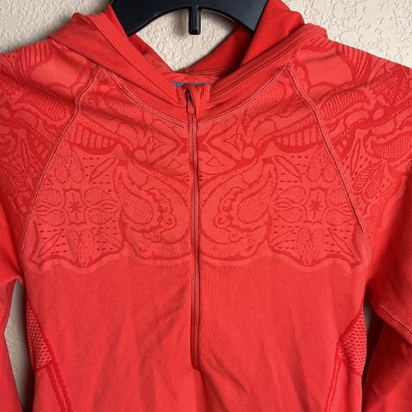Athleta Womens Medium Orange Pullover Half Zip Tech Athletic  Hoodie‎ Jacket - Picture 3 of 8